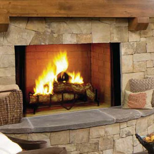 Majestic woodburning fireplace